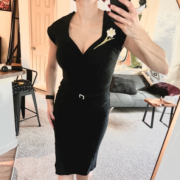 Bombshell Vintage Stop Staring Pencil skirt Paris Dress M 6 Dita Pinup 50ies - Picture 4 of 11